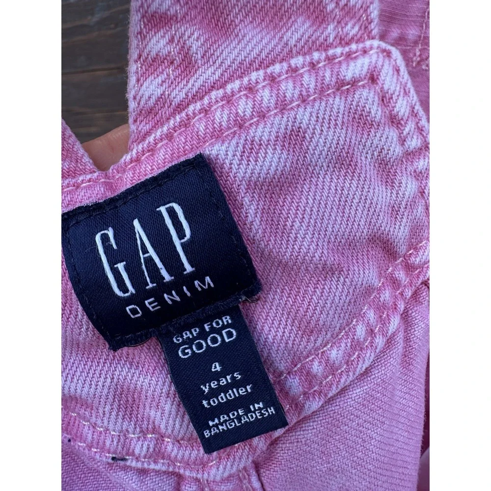 Vtg Gap Toddler Girls‎ Pink Wash Denim Overalls *Size 4T